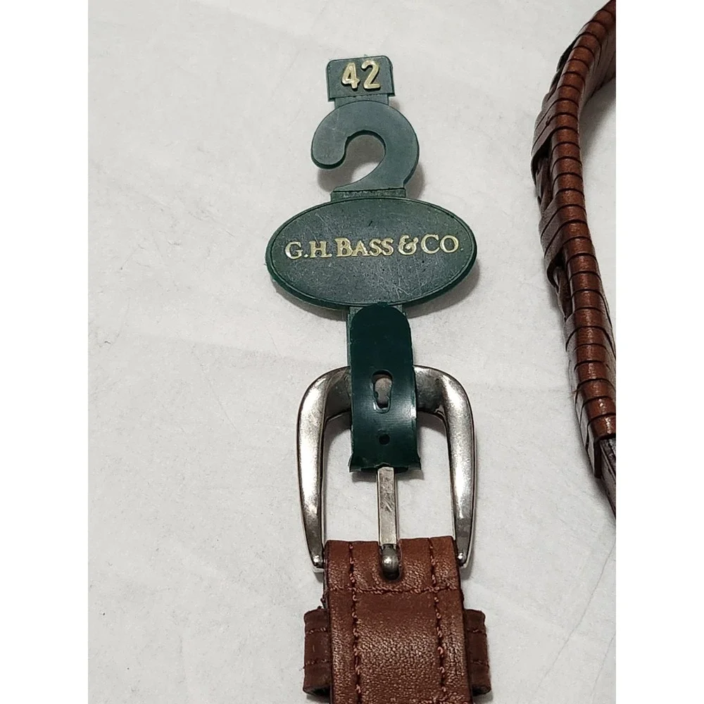New Vintage Men's Brown Braided 42 Leather Belt Boho Western GH BASS NWT